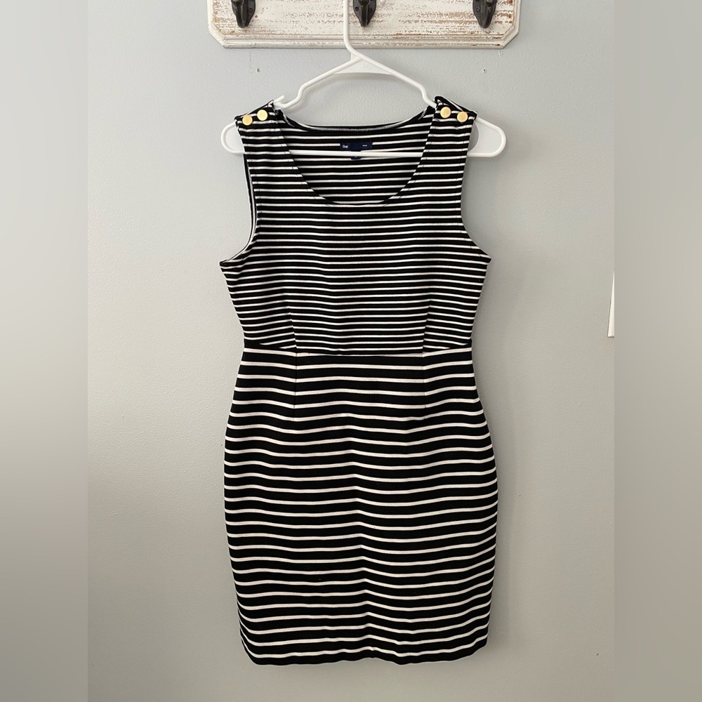 GAP Black and White Striped Mini Dress